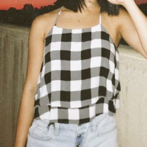 BW Checkered/Gingham Halter Crop Top